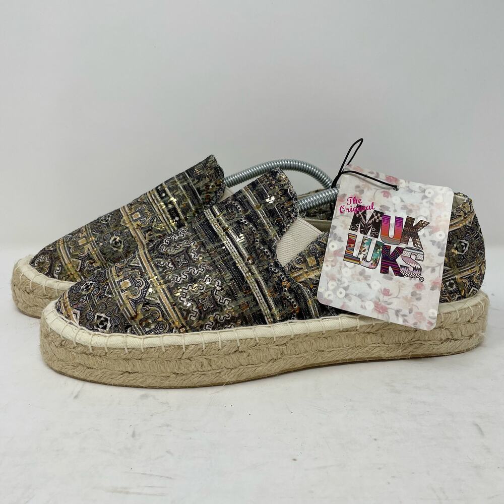 NEW Mukluks Birte Espadrille Flats Sequins Womens Size 7